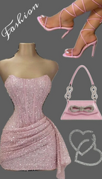 Fashion Pink Strapless Bodycon Short Prom Dress Glitter Sequin Homecoming Dress