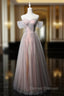 Fashion Pink Tulle Sequins Off the Shoulder Prom Dress