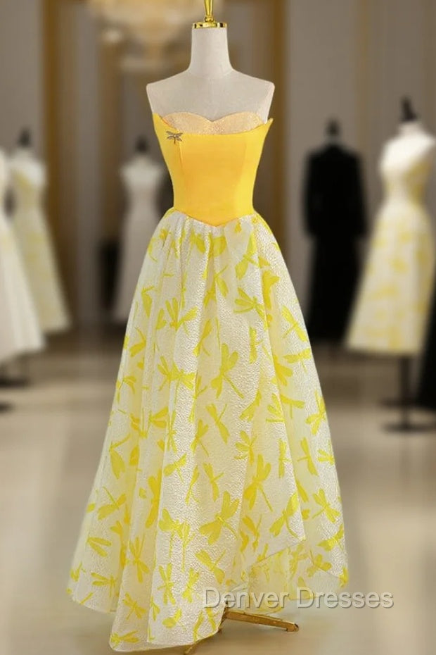Fashion Yellow Sweetheart Long Prom Dress Main image