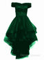 Fashionable Dark Green High Low Tulle with Lace Homecoming Dress, Green Party Dress