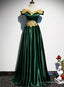 Fashionable Green Off Shoulder A-Line Prom Dress, Green Junior Evening Dress