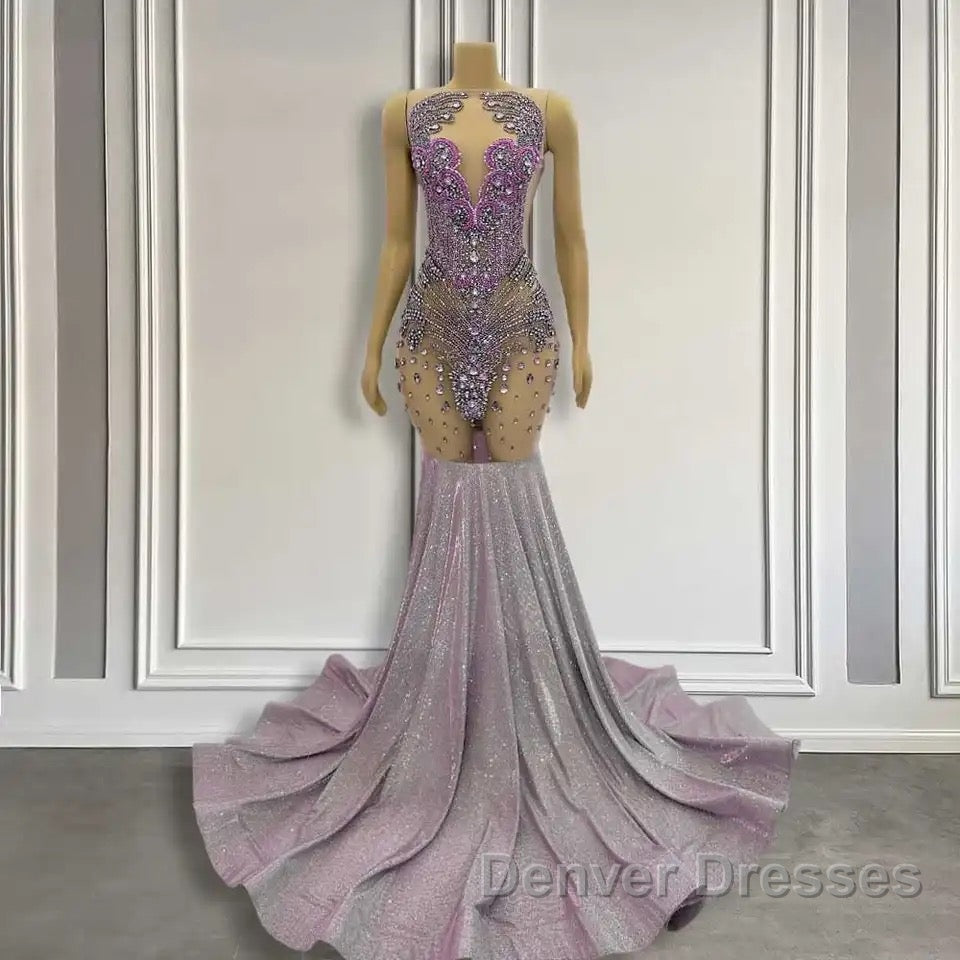 Purple Mermaid Prom Dress Sleeveless with Long Beadings Secondary image