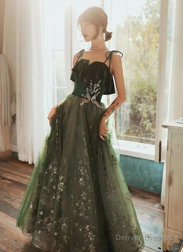 Charming A Line Green Formal Prom Dresses Main image