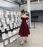 Burgundy velvet short prom dress homecoming dress