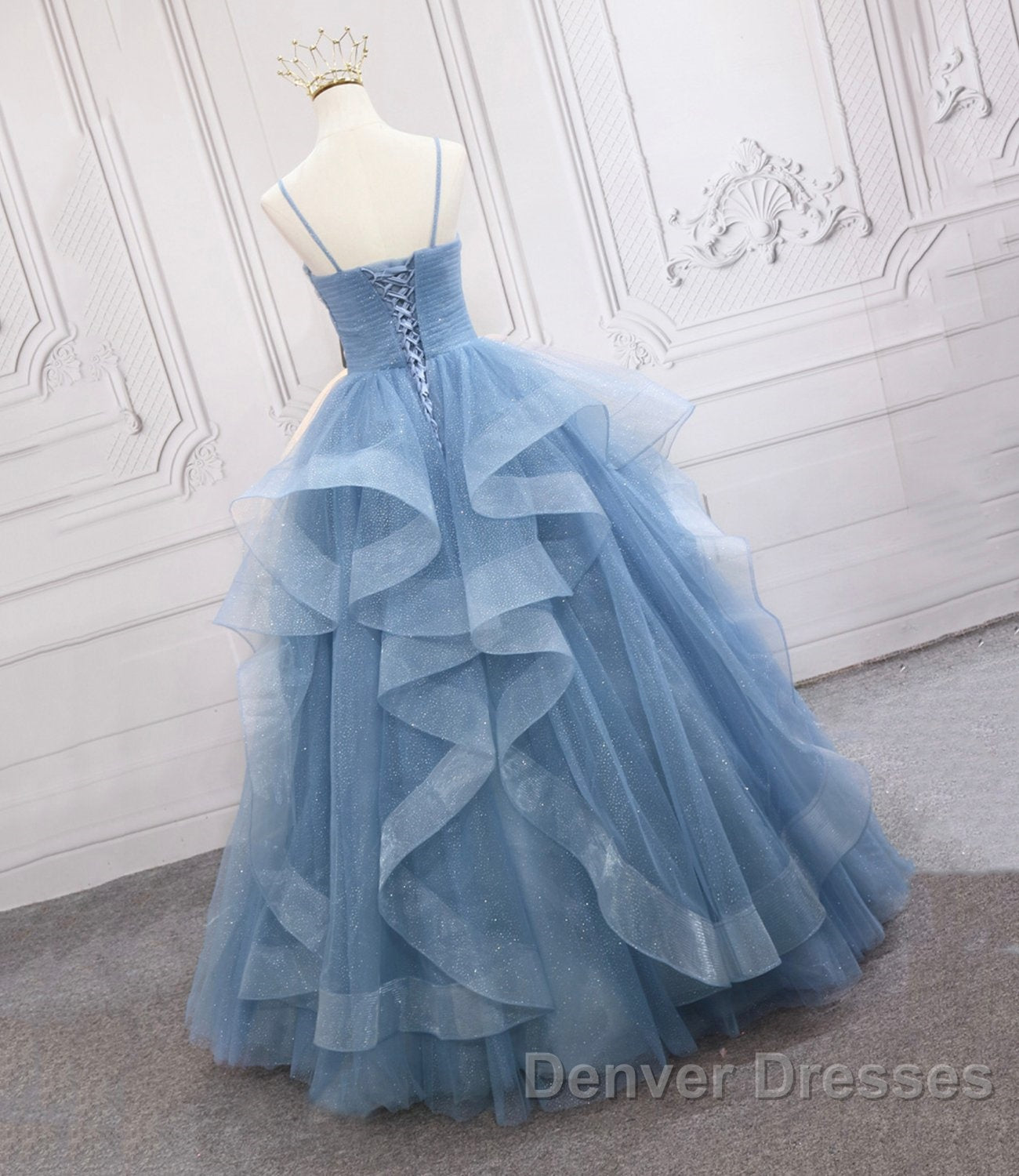 Blue Tulle Long Prom Dress Blue Evening Gown Secondary image