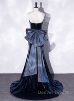 Prom Dress,spaghetti Strap Prom Dress, Blue Evening Dress Velvet Party Dress
