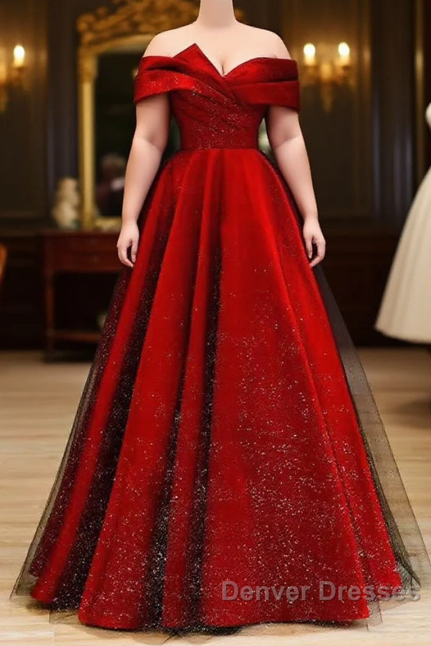 Burgundy Satin and Black Tulle Floor Length Prom Dress Main image