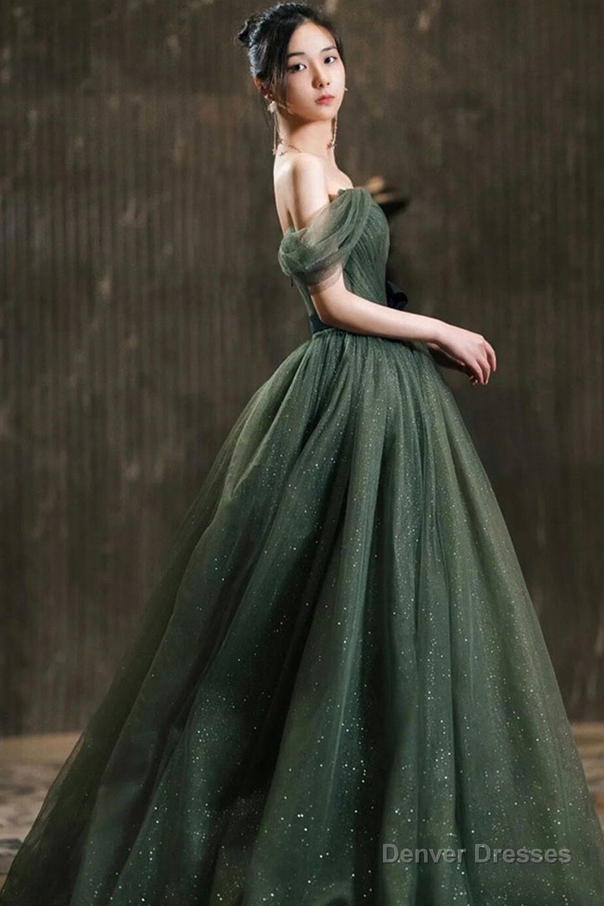 Green Tulle Long A Line Prom Dress Evening Dress Secondary image
