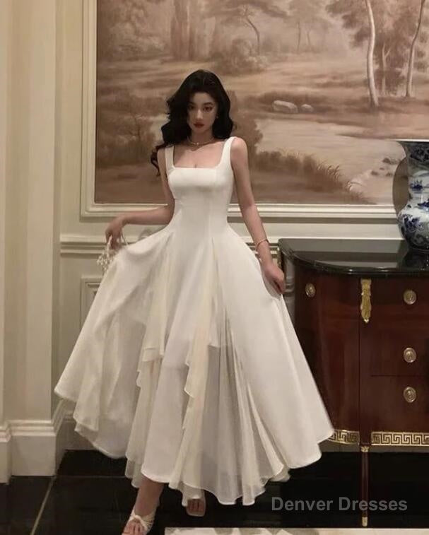 A Line Straps Ivory Prom Dresses Main image