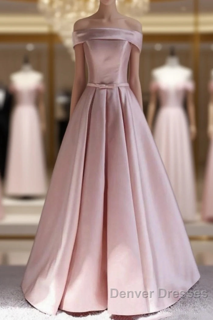Off Shoulder Satin Elegant Long Prom Dress,Simple New Style Formal Gown Main image