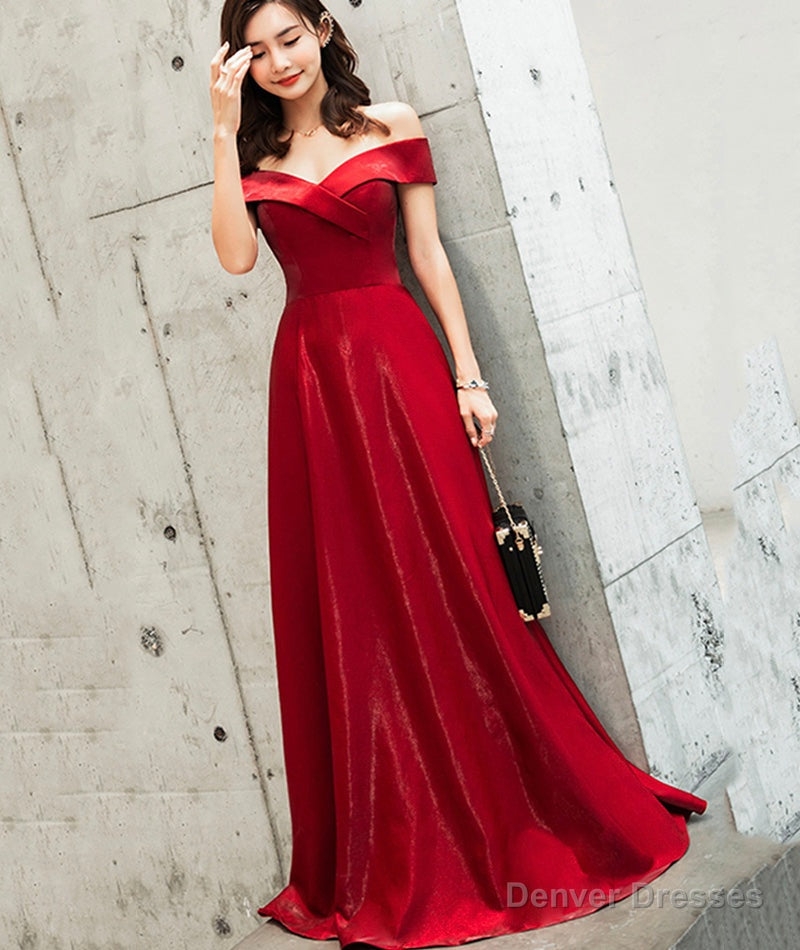 Burgundy satin long prom dress cute evening dress Secondary image
