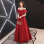 Burgundy satin long prom dress, burgundy evening dresses