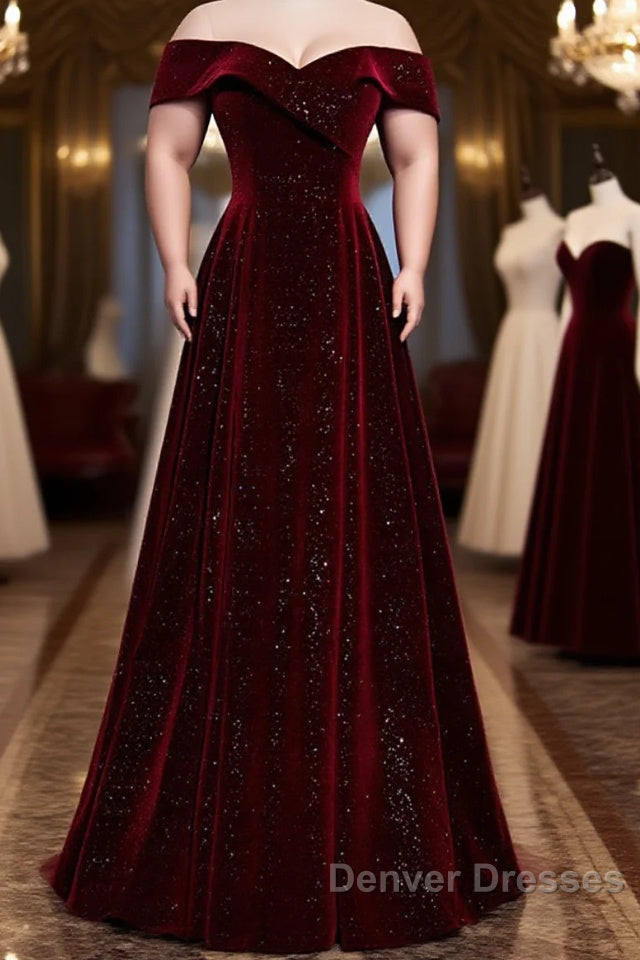 Burgundy velvet long A ling prom Dress evening Dress