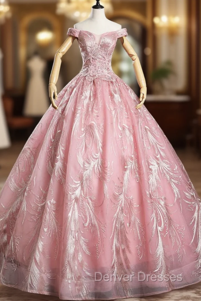 Fit Your Body Type Pink Embroidery Sequins Off the Shoulder Beading Quinceanera Dress