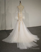 Flare Sleeve Sexy Mermaid Wedding Dress