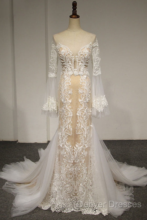 Flare Sleeve Sexy Mermaid Wedding Dress Main image