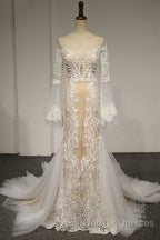 Flare Sleeve Sexy Mermaid Wedding Dress