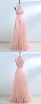 Floor-Length Tulle Sleeveless Prom Dress