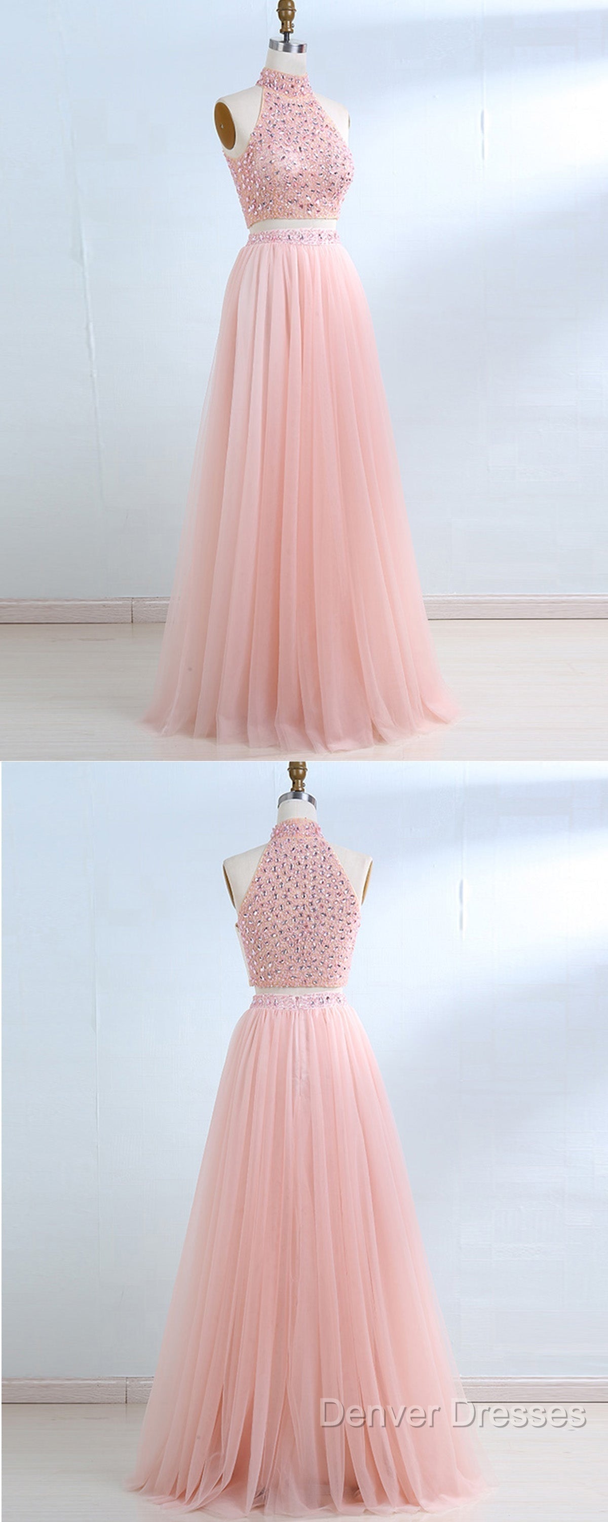Floor-Length Tulle Sleeveless Prom Dress
