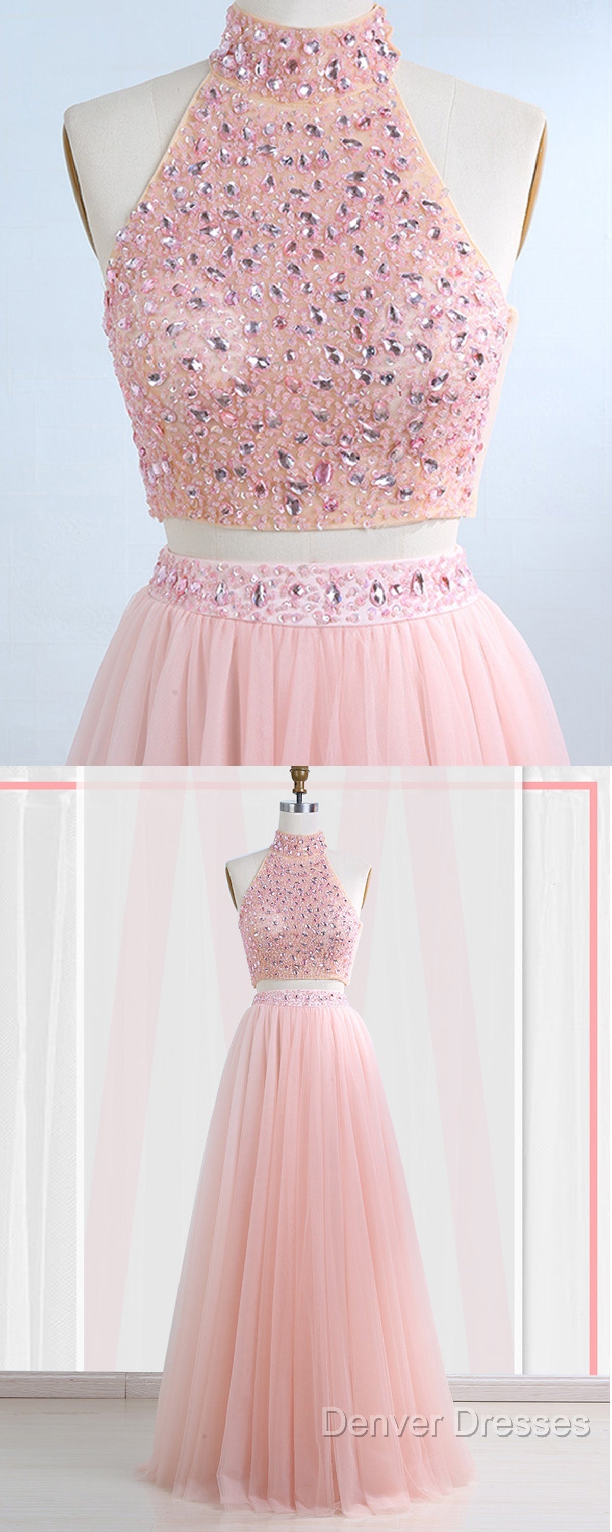 Floor-Length Tulle Sleeveless Prom Dress