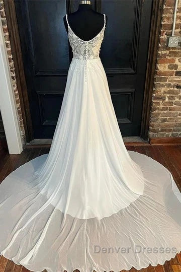 Floral Lace Scoop Neck Floor-Length Wedding Dress