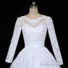 Floral Mermaid Tulle Lace Vintage Long Sleeves Wedding Dresses