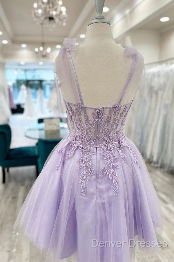 Floral Sweetheart A-Line Lavender Homecoming Dress Secondary image