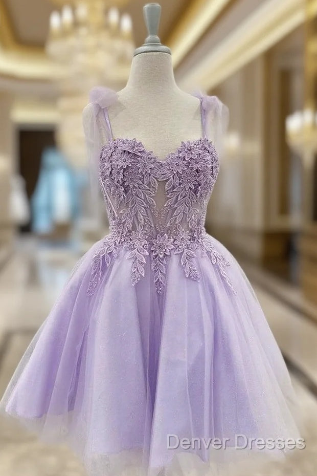 Floral Sweetheart A-Line Lavender Homecoming Dress Main image
