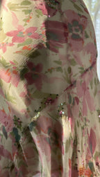 Flowing Chiffon Sequin Print Pink Irregular Skirt Prom Dress