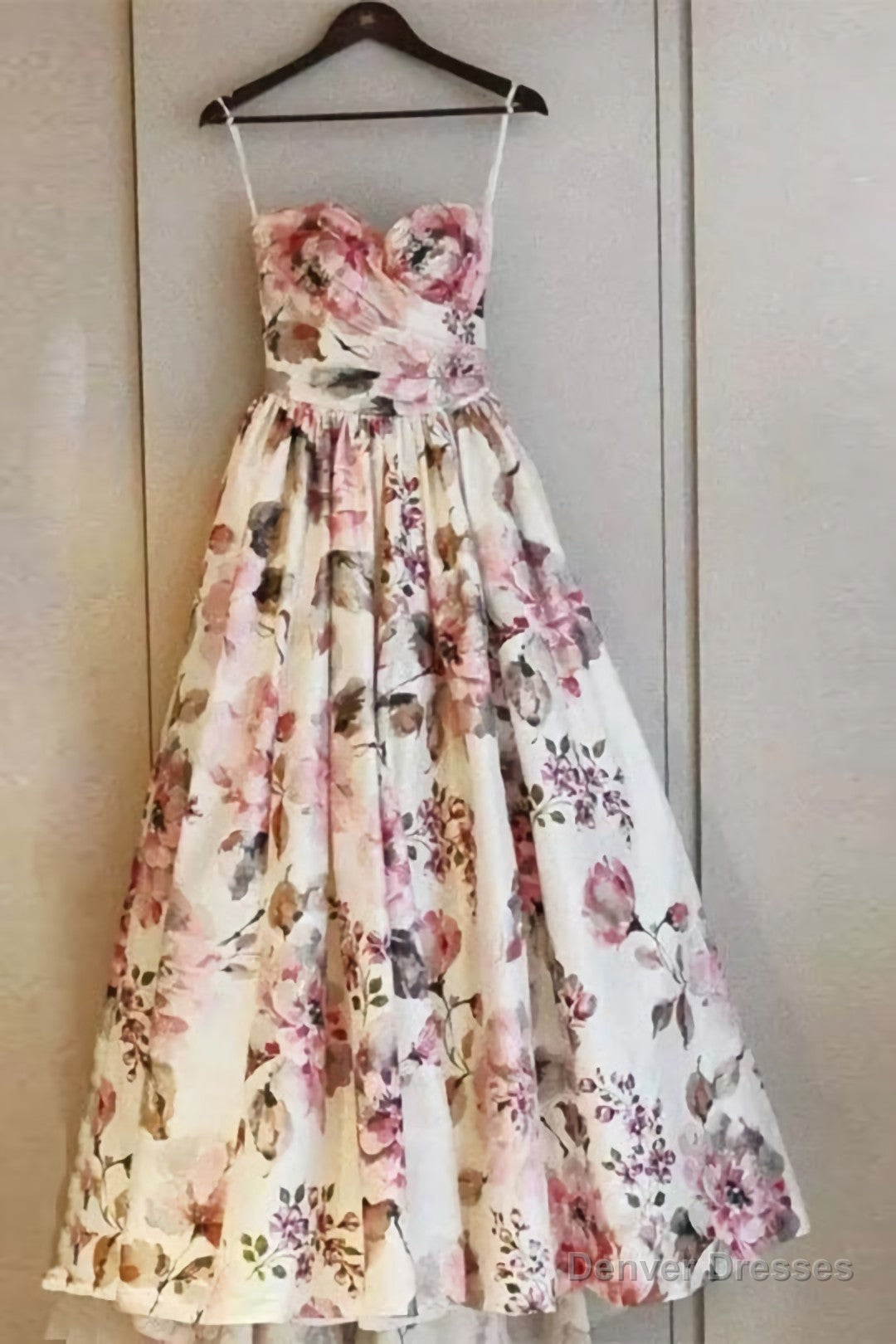 Simple Sweetheart Long Prom Dresses, Prom Outfits Floral Strapless Evening Dresses Main image