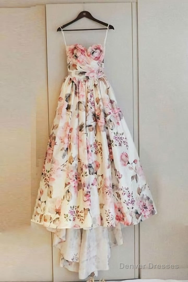 Simple Sweetheart Long Prom Dresses, Prom Outfits Floral Strapless Evening Dresses Secondary image