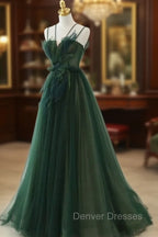 Forest Style Emerald Green Beading Tulle Dress, Prom Dress Fairy,Evening Gown Graduation Party Dress