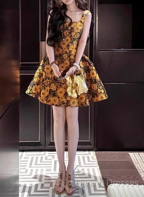 French 3D Flower Sling Dress