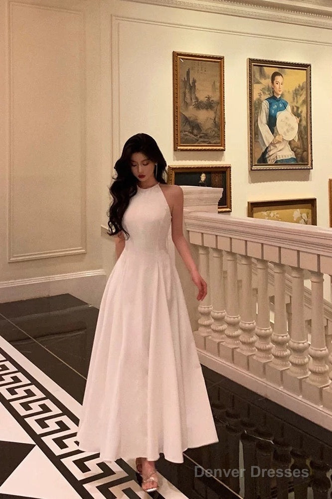 French A Line Jewel Sleeveless White Chiffon Prom Dresses Birthday Outfits Secondary image