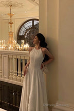 French A Line Jewel Sleeveless White Chiffon Prom Dresses Birthday Outfits