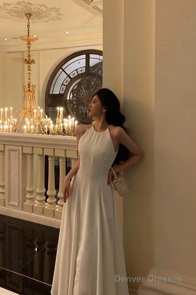 French A Line Jewel Sleeveless White Chiffon Prom Dresses Birthday Outfits