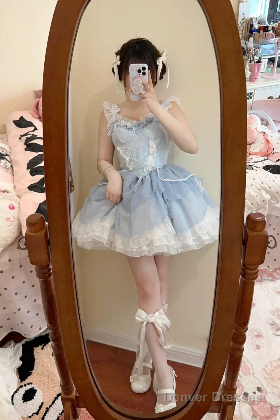 French Ball Gown 2 Pieces Top And Skirt Short Blue Lolita Dresses Party Dress Birthday Outfits Secondary image