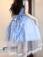 French Ball Gown Square Neckline Short Blue Lolita Dresses Party Dress Birthday Outfits