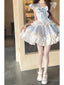 French Ball Gown Square Neckline Short Tulle Blue Lolita Dresses Party Dress Birthday Outfits