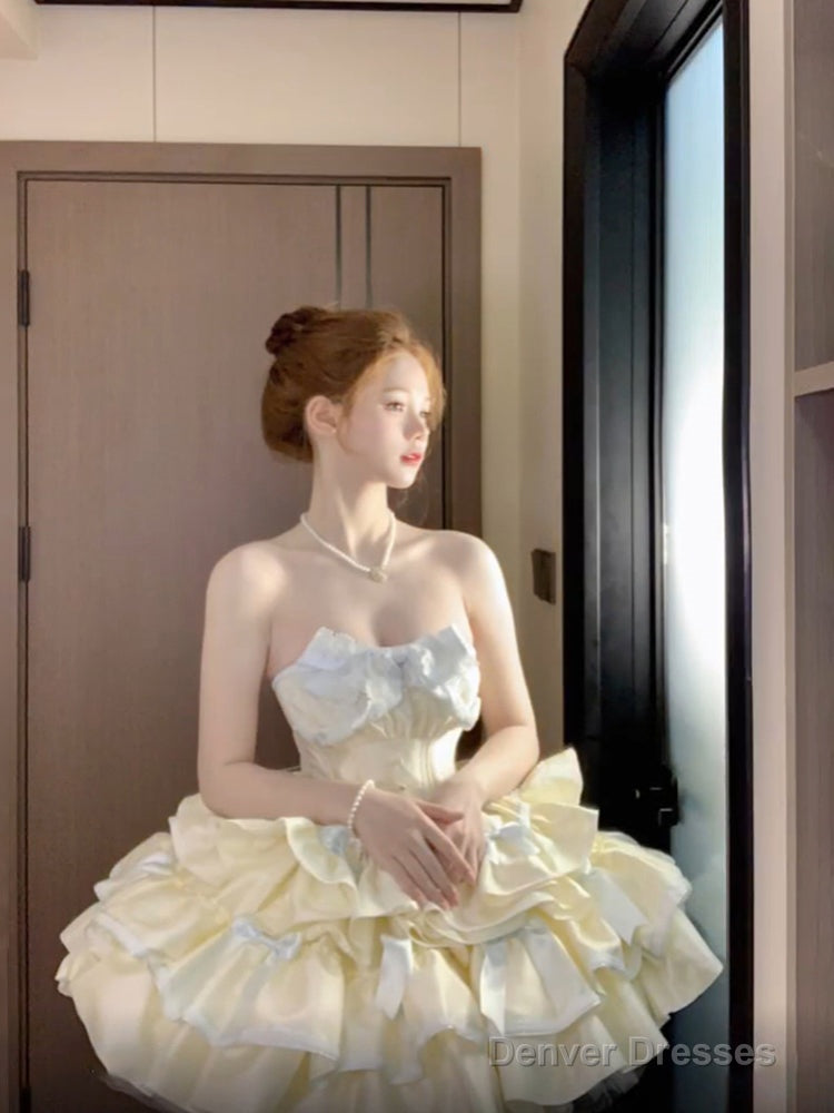French Ball Gown Strapless Short Champagne Lolita Dresses Party Dress Birthday Outfits Secondary image