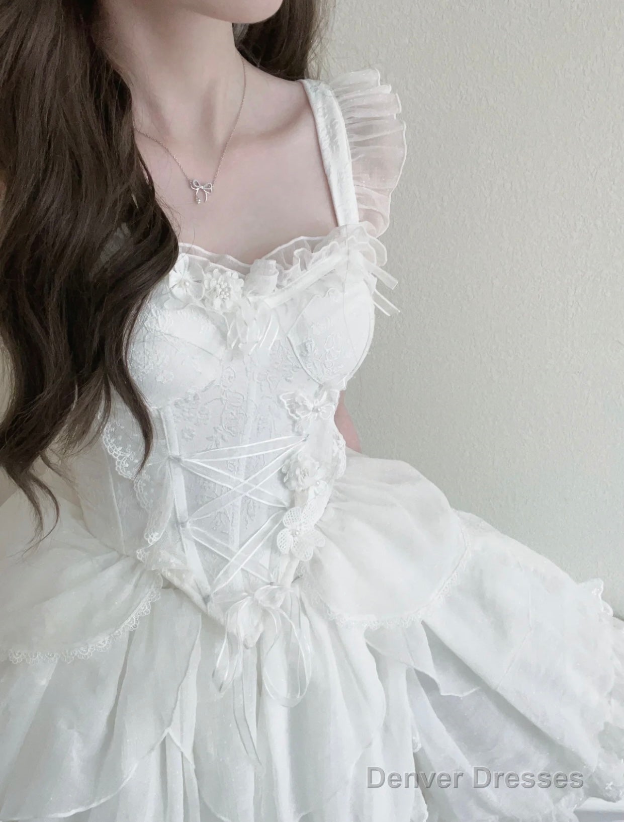 French Ball Gown Straps Short Tulle White Lolita Dresses Party Dress Birthday Outfits Secondary image