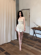 French Retro Lace Suspenders Dark Satin A-Line 21St Birthday Homecoming Dress