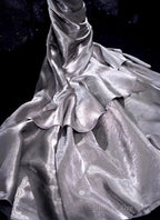 French Vintage Mermaid Spaghetti Straps Ruffles Silver Gray Prom Dresses Birthday Outfits