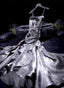 French Vintage Mermaid Spaghetti Straps Ruffles Silver Gray Prom Dresses Birthday Outfits
