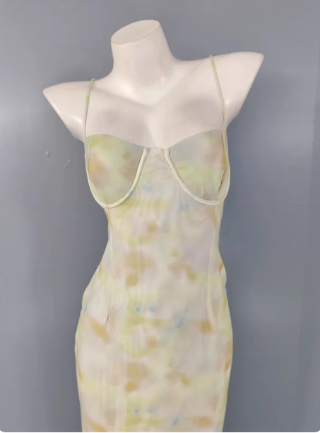 Fresh Gradient Print Spaghetti Strap Chiffon Long Prom Dress Secondary image