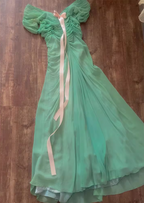 Fresh Green A-Line Ruffled Chiffon Long Prom Dress Evening Dress