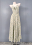 Fresh Green A-Line Spaghetti Strap V-Neck Floral Print Cotton Long Prom Dress