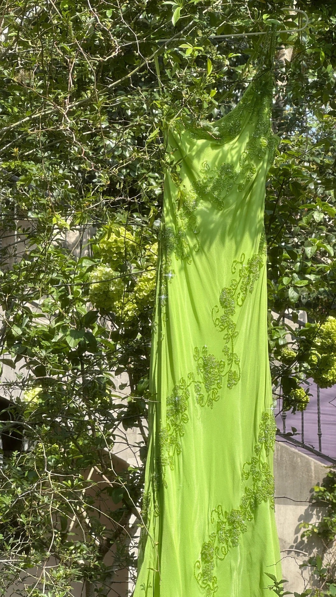 Fresh Green One Shoulder Chiffon Beaded Mermaid Evening Gown Prom Dress