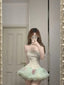 Fresh Green Tulle Herringbone Bustier Mini Homecoming Dress