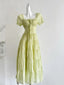 Fresh Light Green A-Line Short-Sleeved Back Hollow Long Prom Dress Bridesmaid Dress